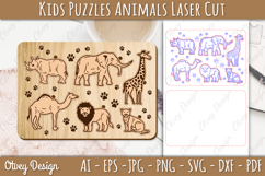 Kids Animals Puzzle Laser Cut SVG | Wooden Montessori Animal Product Image 2