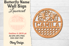 Butterfly Name Wall Art Sign Product Image 1