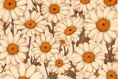 Vintage Daisy Flower Pattern | Daisy Flower Digital Paper Product Image 1