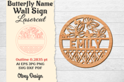 Butterfly Name Wall Art Sign Product Image 1