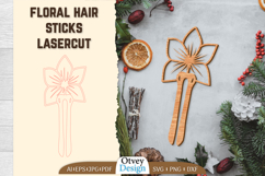 Hair Sticks Floral Laser Cut Product Image 1
