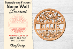 Flower 3DButterfly and Flowers Name Wall Art Sign Product Image 1