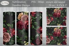 Floral Tumbler Seamless Sublimation. Flowers Tumbler Wrap Product Image 1