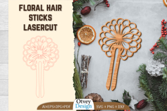Hair Sticks Floral Laser Cut Product Image 1
