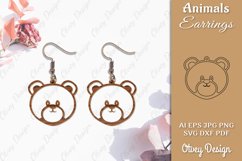 Head Animals Bear Earrings Laser Cut Product Image 1