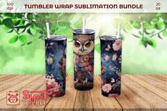 Owl 20oz tumbler, Owl themed drinkware, Owl dog wrap pattern Product Image 2