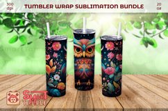Owl 20oz tumbler, Owl themed drinkware, Owl dog wrap pattern Product Image 4