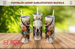 Bull skull tumbler wrap, Bull skull themed drinkware can Product Image 1