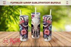 Bull skull tumbler wrap, Bull skull themed drinkware can Product Image 2