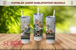 Books themed drinkware, Books tumbler, Books wrap pattern Product Image 2