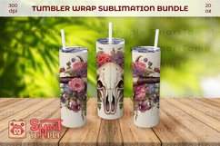 Bull skull tumbler wrap, Bull skull themed drinkware can Product Image 3
