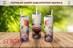 Pig pattern sublimation, Pig 20oz tumbler, Pig tumbler wrap Product Image 3