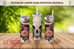 Bull skull tumbler wrap, Bull skull themed drinkware can Product Image 4