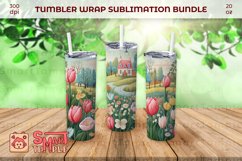 Farm pattern sublimation, Floral field wraps for tumblers Product Image 1