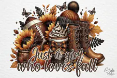 Just a girl who loves fall png shirt sublimation pumpkin png Product Image 4