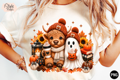 Cozy Fall Highland Cow and Ghost PNG Sublimation Design Product Image 2