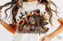 Just a girl who loves fall png shirt sublimation pumpkin png Product Image 1