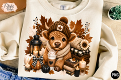 Fall Highland Cow PNG Pumpkin Spice T-Shirt Design Product Image 4