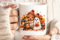 Cozy Fall Highland Cow and Ghost PNG Sublimation Design Product Image 6