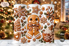 Gingerbread Christmas Tumbler Wrap PNG Product Image 1