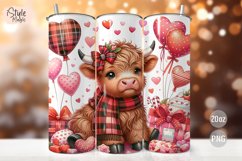 Valentine&#039;s Day Highland Cow Tumbler Wrap Sublimation PN Product Image 1