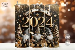 New Year 2024 Gnomes Rocker Tumbler Wrap PNG Sublimation Product Image 1