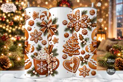 Gingerbread Christmas Tumbler Wrap PNG Product Image 2