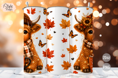 Fall Highland Cow Pumpkin Spice 20oz Tumbler Wrap PNG Product Image 2