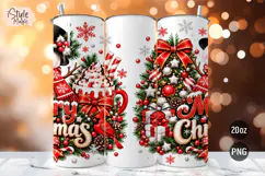Merry Christmas Snowman 20oz Tumbler Wrap PNG Product Image 2