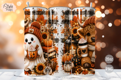 Highland Cow Ghost Fall 20oz Tumbler Wrap PNG Sublimation Product Image 2
