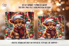 Baby Highland Cow Christmas Tumbler Wrap Sublimation PNG Product Image 2