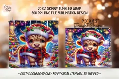 Baby Highland Cow Christmas Tumbler Wrap Sublimation PNG Product Image 2
