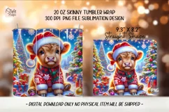 Baby Highland Cow Christmas Tumbler Wrap Sublimation PNG Product Image 2