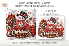 Merry Christmas Snowman 20oz Tumbler Wrap PNG Product Image 3