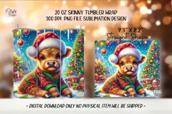 Baby Highland Cow Christmas Tumbler Wrap Sublimation PNG Product Image 2