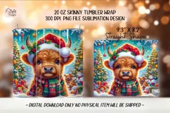 Baby Highland Cow Christmas Tumbler Wrap Sublimation PNG Product Image 2