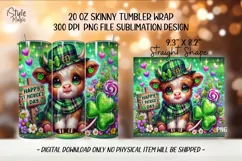 Happy St Patricks Day Highland Cow 20 oz Tumbler Wrap PNG Product Image 2