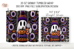 Floral Ghost Tumbler Wrap PNG, Spooky Season Sublimation Product Image 3