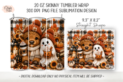 Highland Cow Ghost Fall 20oz Tumbler Wrap PNG Sublimation Product Image 3