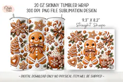 Gingerbread Christmas Tumbler Wrap PNG Product Image 3
