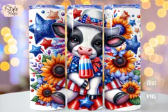 4th of july Highland Cow 20oz Tumbler Wrap Sublimation PNG Product Image 1