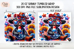 4th of july Highland Cow 20oz Tumbler Wrap Sublimation PNG Product Image 2