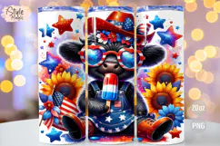 4th of july Highland Cow 20oz Tumbler Wrap Sublimation PNG Product Image 1