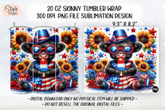 4th of july Highland Cow 20oz Tumbler Wrap Sublimation PNG Product Image 2