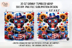 4th of july Highland Cow 20oz Tumbler Wrap Sublimation PNG Product Image 2