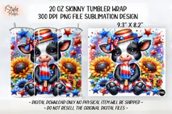4th of july Highland Cow 20oz Tumbler Wrap Sublimation PNG Product Image 2