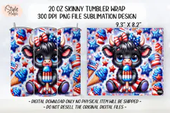 4th of july Highland Cow 20oz Tumbler Wrap Sublimation PNG Product Image 2