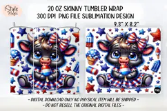 4th of july Highland Cow 20oz Tumbler Wrap Sublimation PNG Product Image 2