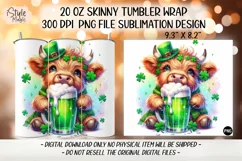 St Patricks Day Cute Highland Cow Tumbler Wrap PNG Product Image 2
