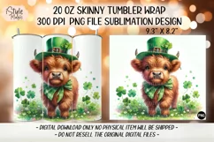 St Patricks Day Cute Highland Cow Tumbler Wrap PNG Product Image 2